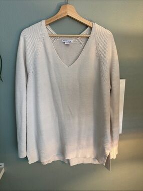 Athleta Hanover Refined V-Neck Sweater, Magnolia White, large